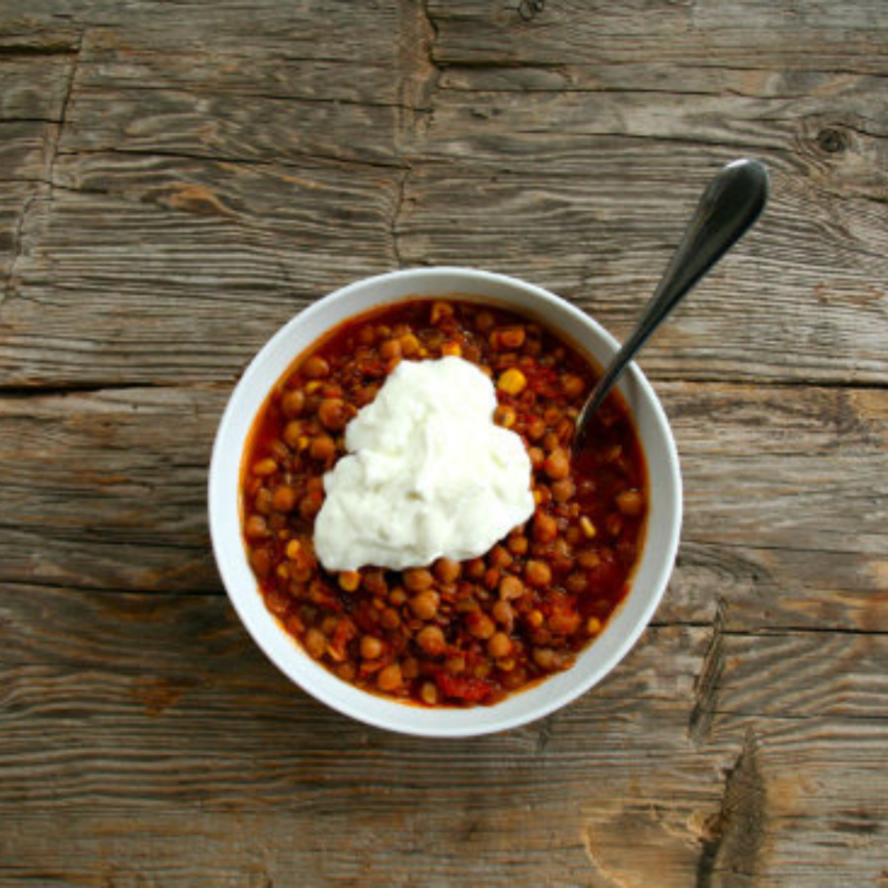 Slow Cooker Vegetarian Chili with Chickpeas and Lentils